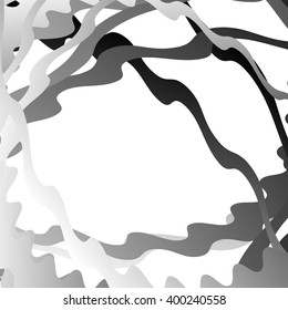 Abstract artistic background with distorted overlapping shapes. grayscale, monochrome graphical backdrop in square format