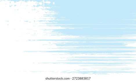 Fundo artístico abstrato com tons de azul suave e branco puro com pinceladas horizontais, um efeito grunge angustiado e um gradiente sutil para design contemporâneo versátil