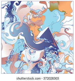 Abstract artistic Background of fluid and liquid paint colors
