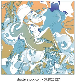 Abstract artistic Background of fluid and liquid paint colors 