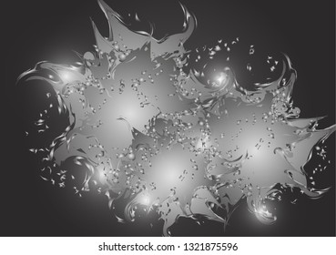 Abstract artistic background of the formation of spots. Paint splashes with drops. Bright modern creative background for trendy design. Vector illustration.
