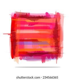 Abstract artistic Background forming by brush strokes. Abstract paint design element. Red square painting with shadow below it. Eps 10. This image contain transparency.