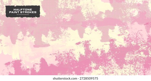Fondo artístico Abstractas en estilo de trazo de pintura de semitono con colores rosados y crema para el fondo de Web moderno o proyecto de Diseño gráfico, Ilustración vectorial