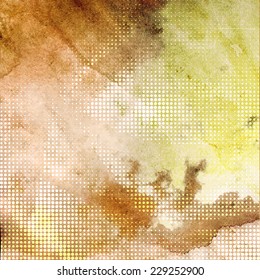 Abstract artistic background, hand drawn acrylic texture in soft autumn colors with light abstract geometric shape and dotted pattern.