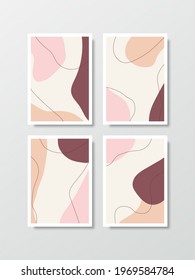 Abstract artistic background organized as an element set with wavy 
shapes decorated with lines. Each photo is A4 size.