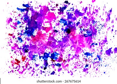 Abstract artistic Background with pink and blue watercolor splashes