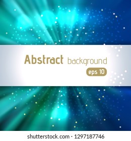 Abstract artistic background with place for text. Color rays of light. Original sparkle design. Blue colors.