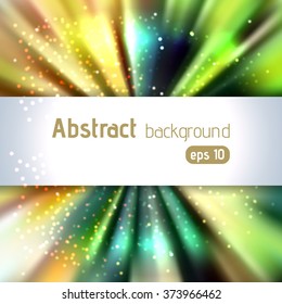 Abstract artistic background with place for text. Green, yellow colors. Color rays of light. Original sparkle design 