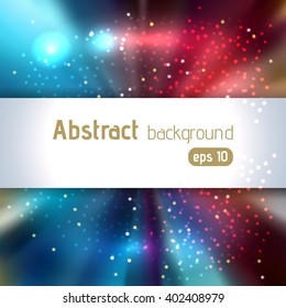 Abstract artistic background with place for text. Color rays of light. Original sparkle design . Pink, blue, purple, brown colors. 