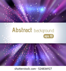 Abstract artistic background with place for text.  Color rays of light. Original sparkle design. Pink, blue, purple colors. 