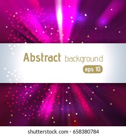 Abstract artistic background with place for text. Color rays of light. Original sparkle design. Pink, purple colors.