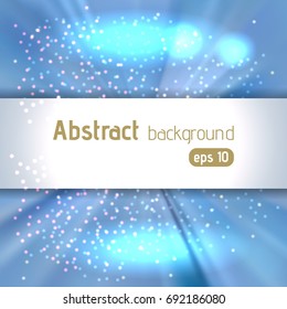 Abstract artistic background with place for text. Color rays of light. Original sparkle design. Blue color