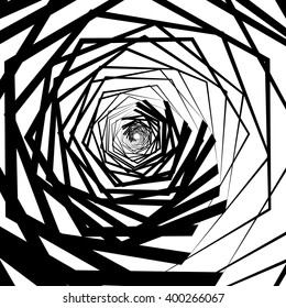 Abstract artistic background. Abstract artistic background with random, spirally contour lines. Geometric monochrome graphic.