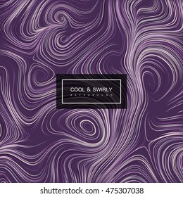 Abstract artistic background with swirled stripes. Vector vintage illustration of curled vortex stripes. Marble or acrylic texture imitation. Abstract psychedelic background
