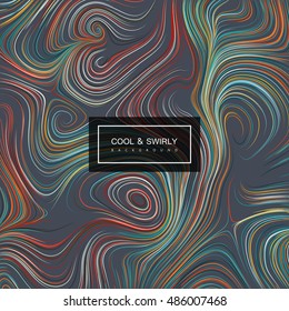 Abstract artistic background with swirled stripes. Vector vintage illustration of curled vortex stripes. Marble or acrylic texture imitation. Abstract diffusion psychedelic background
