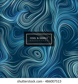 Abstract artistic background with swirled stripes. Vector vintage illustration of curled vortex stripes. Marble or acrylic texture imitation. Abstract diffusion psychedelic background