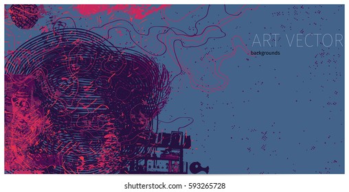 Abstract artistic background texture with neo-grunge style design elements and textures