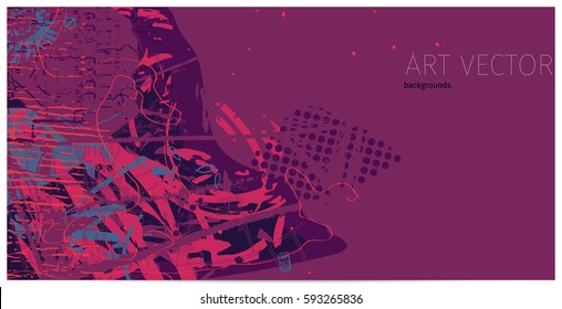 Abstract artistic background texture with neo-grunge style design elements and textures