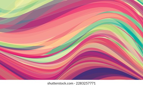 Abstract artistic background with wavy striped texture. Multicolor vector graphic pattern. CMYK colors