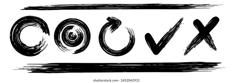 Abstract artistic black brush strokes on transparent background