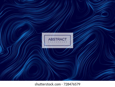 Abstract artistic blue background with swirled gradient lines. Vector vintage illustration with curled pattern. Marble or acrylic texture imitation. Creative cool banner or poster design.