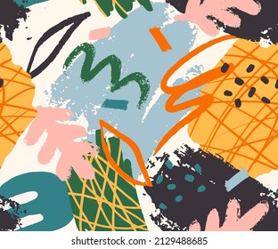 Abstract Artistic Brush Strokes Seamless Pattern