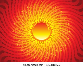 abstract artistic burning sun vector illustration