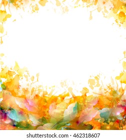Abstract artistic color frame for background. Watercolor orange blots element. Abstraction design image.