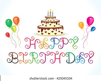abstract artistic colorful happy birthday text vector illustration