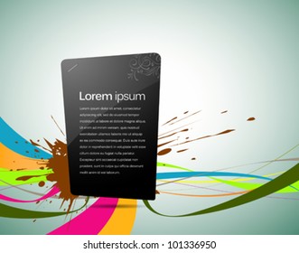Abstract artistic and colorful ribbon. Ink splatter background, vector illustration