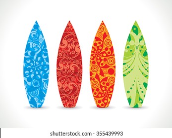 abstract artistic colorful surf board vector illustration