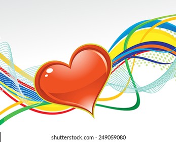 abstract artistic colorful wave background with heart vector illustration