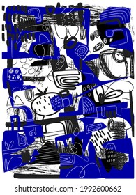 Abstract artistic composition background vector illustration. Line art,rough ideal for wall decoration,as postcard or brochure design.