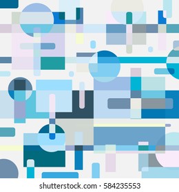 Abstract artistic composition pattern. Colorful design for wallpaper, flyer, brochure cover. Colored geometric shapes, figures. Modern art background in blue colors