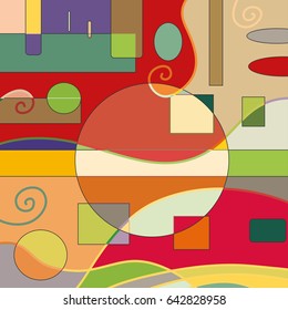 Abstract artistic composition pattern. Colorful design for wallpaper, flyer, brochure cover. Colored geometric shapes, figures. Modern art background