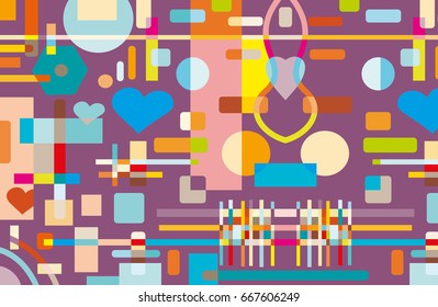 Abstract artistic composition pattern. Colorful design for wallpaper, flyer, brochure, book cover. Colored geometric shapes, figures. Modern art background