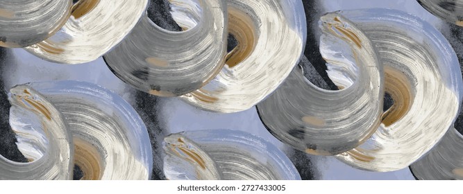 Abstractas composición artística con Formas grises y blancas con acentos dorados