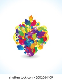 abstract artistic creative colorful rainbow floral vector illustration