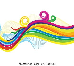 abstract artistic creative colorful rainbow wave background vector illustration