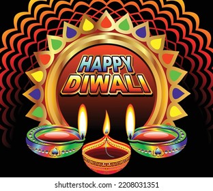 abstrakter, künstlerisch kreativer Diwali-Hintergrund, Vektorgrafik