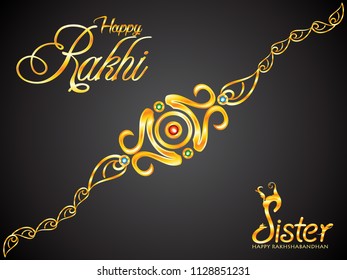 abstract artistic creative golden rakhi vector illustration