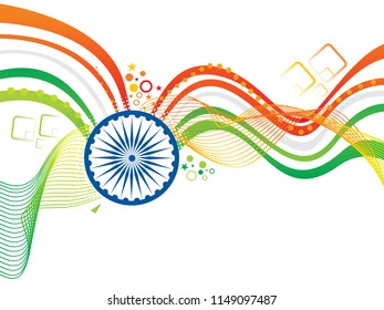 abstract artistic creative indian flag wave background vector illustration