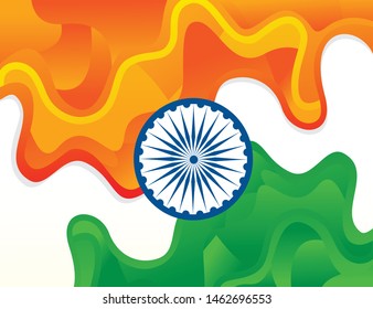 abstract artistic creative indian tri color wave background vector illustration