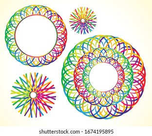 ilustración abstracta artística creativa arco iris floral circular vectorial