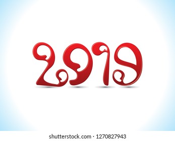 abstract artistic creative red funny new year text vector illustration