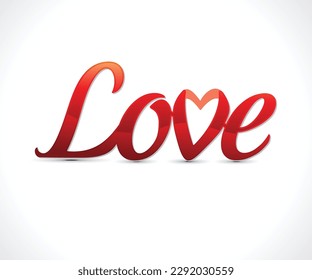 abstract artistic creative red love text vector illustration