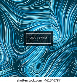 Abstract artistic curl background with swirled stripes. Vector vintage illustration of swirled and curled stripes background. Marble or acrylic texture imitation. Cool and Swirly background