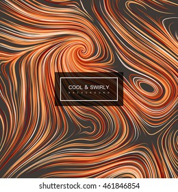 Abstract artistic curl background with swirled stripes. Vector vintage illustration of swirled and curled stripes background. Marble or acrylic texture imitation. Cool and Swirly background