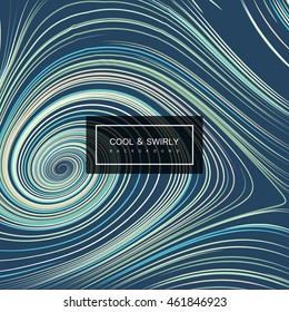 Abstract artistic curl background with swirled stripes. Vector vintage illustration of swirled and curled stripes background. Marble or acrylic texture imitation. Cool and Swirly background