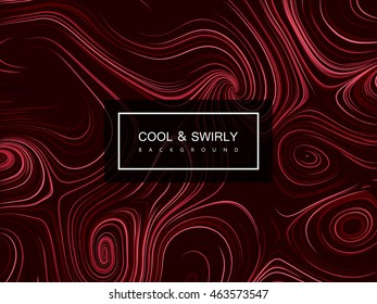 Abstract artistic curl background with swirled stripes. Vector vintage illustration of swirled and curled stripes background. Marble or acrylic texture imitation. Cool and Swirly background